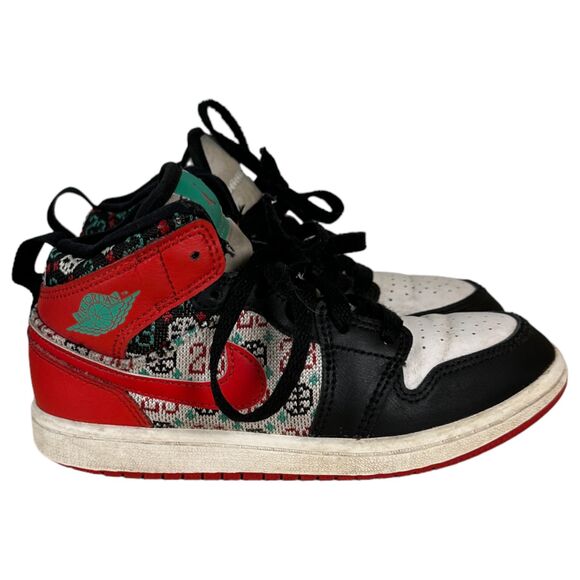 Nike DM1210-150 Air Jordan 1 Mid Ugly Christmas Sweater Youth Size 13C - Picture 3 of 7